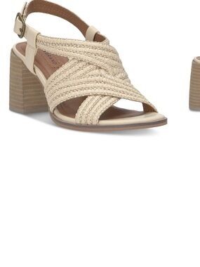 Lucky Brand Braided Cross-Strap Block Heel Sandal - Cream